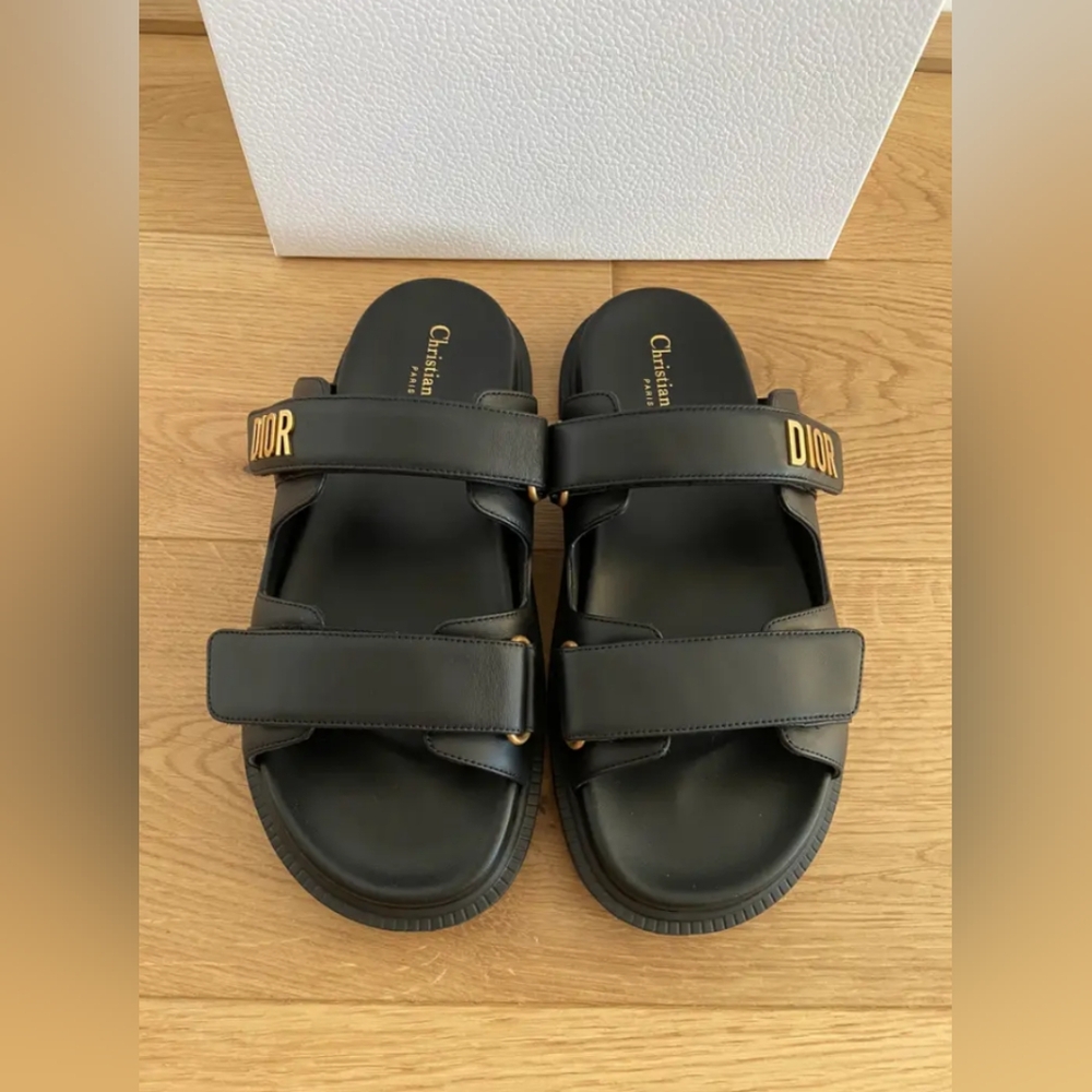 Dior Black Sandals Double Strap Luxury Design